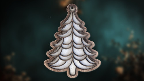 Elegant and ornate Mid-Century Modern Thinline Tree Christmas Ornament