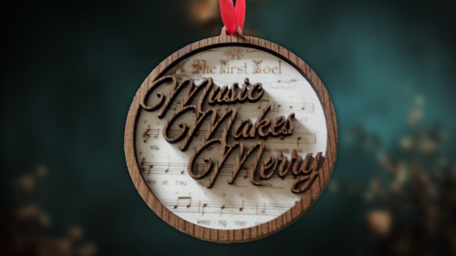 Music Makes Christmas vintage styled wooden Tree Ornament